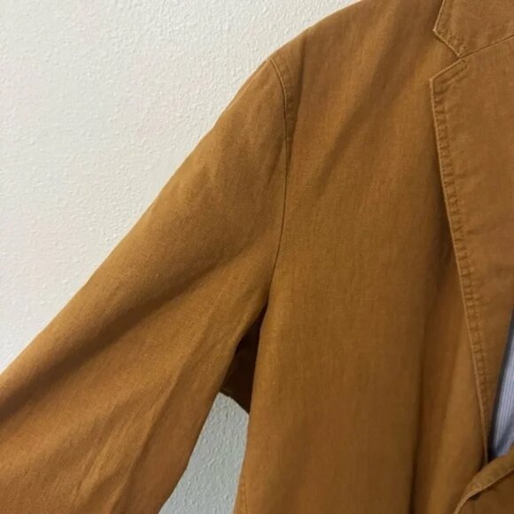 Territory Ahead Linen Blend Blazer Brown Pinstripe Lining Summer Western NWT-44R - Picture 2 of 11